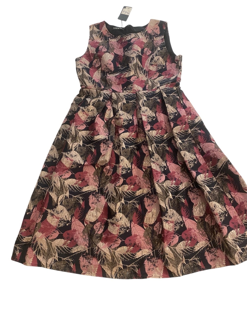Kaimilan Women’s Sleeveless Midi Floral New Size 8 Gold Black Pink